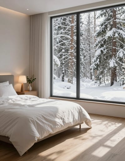 Serene Snowy Bedroom Oasis