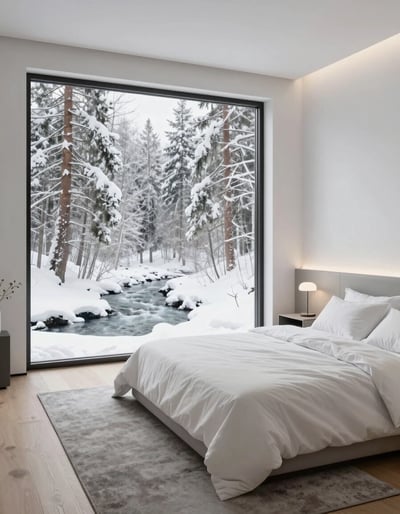 Serene Snowy Bedroom Oasis