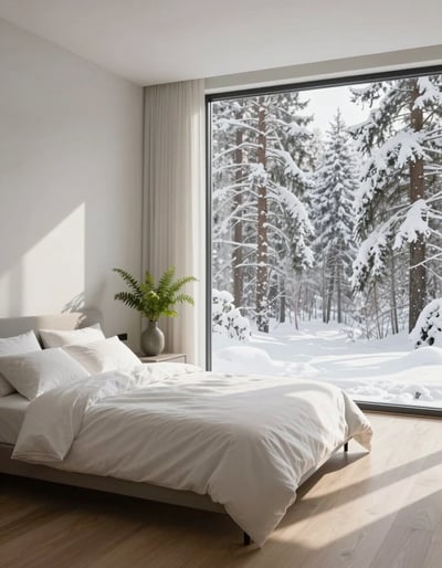 Serene Snowy Sanctuary Bedroom