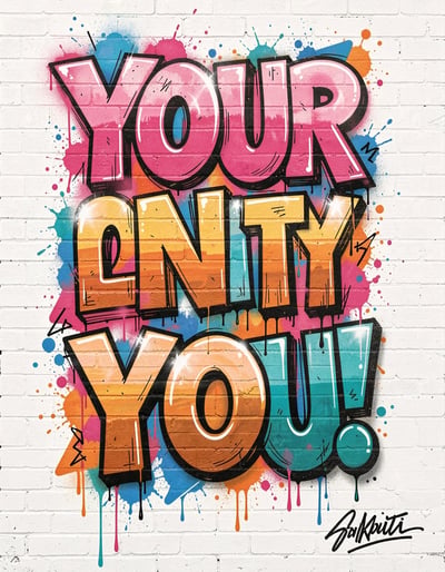 Vibrant Motivational Street Art Graffiti Typography Poster with Bold Colorful Lettering