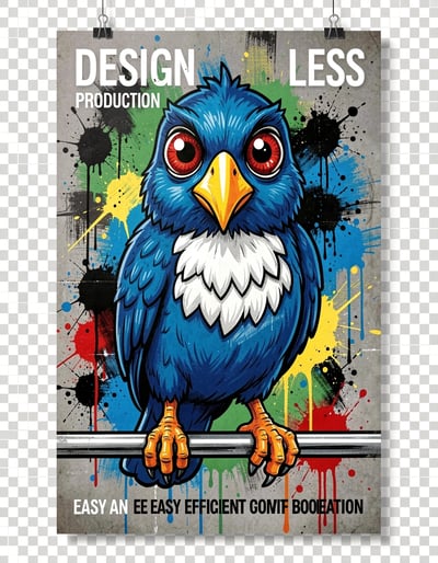 Vibrant Pop Art Cartoon Bird Banner with Bold Street Art Style and Energetic Composition