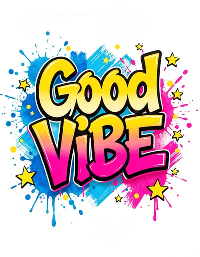 Vibrant Pop Art Good ViBE Graffiti Banner Sticker Design