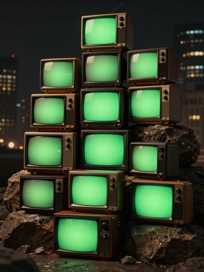 Vintage CRT Televisions with Green Screens