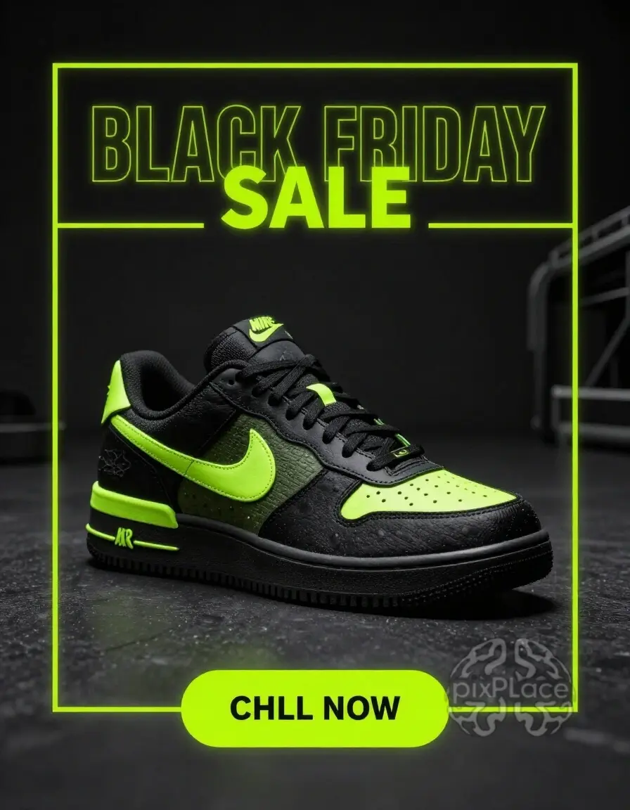 Black and neon green Nike sneaker on sale for Black Friday