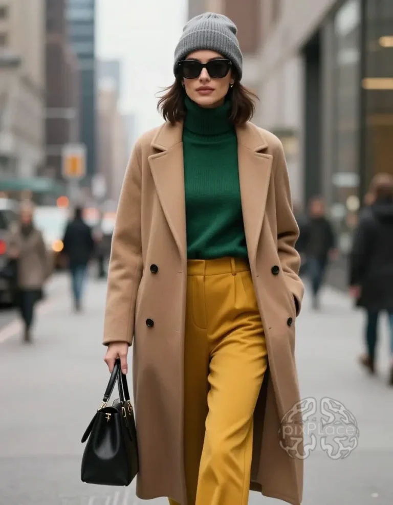 A collage of three women showcasing chic winter fashion in NYC, with text overlay highlighting 21 stylish looks to stay warm.
