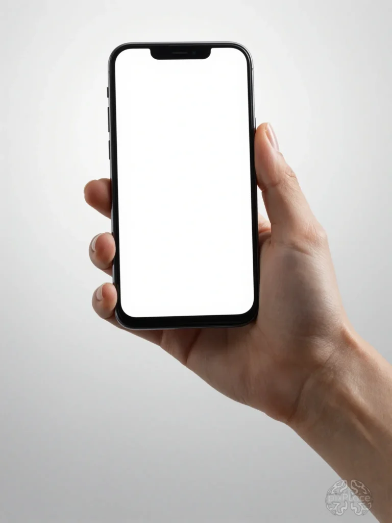 Hand holding LG smartphone with blank screen, highlighting phone's design and minimalist style.